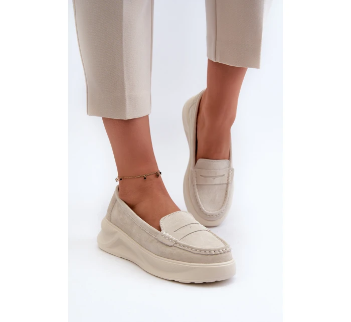 Dámské Semišové Mokasíny Světle Béžové model 21662058 - EVENTO