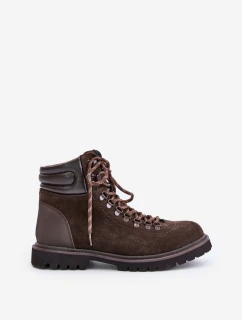Zamszowe Ocieplane Botki Trapery Męskie Big Star OO174644 Hi-Poly System Brązowe
