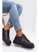 Dámské tenisky na platformě s ozdobným detailem černé Iselora