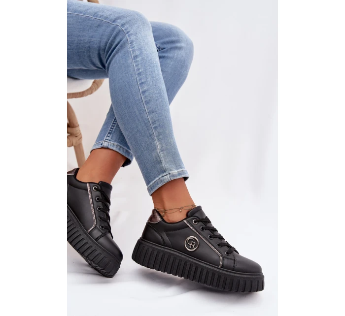 Dámské tenisky na platformě s ozdobným detailem černé Iselora