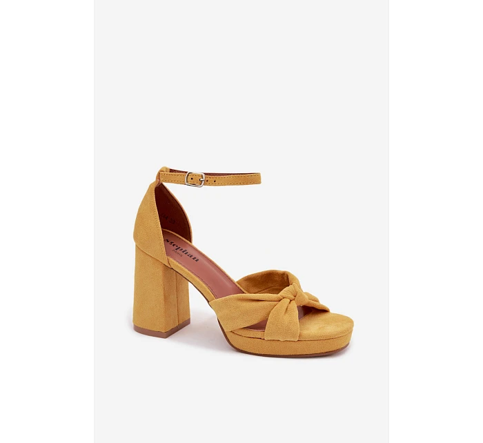 Dámské sandály na podpatku z imitace semiše Žluté Rosetta