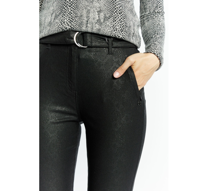 Monnari Kalhoty Dámské kalhoty s lehkým vzorem Černá barva