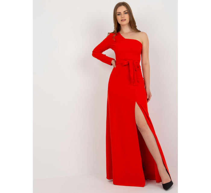 Červené maxi spoločenské šaty s rozparkom