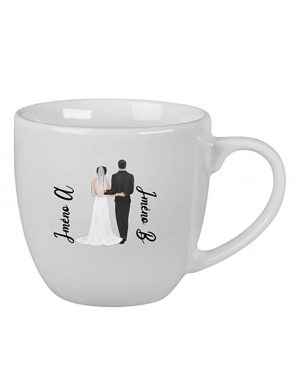 Personalizovaný keramický hrnček s objemom 400 ml so svadobným párom Personalizovaný keramický hrnček s objemom 400 ml so svadobným párom