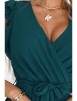 Plisované šaty s výstřihem a volánky model 21138303 - numoco