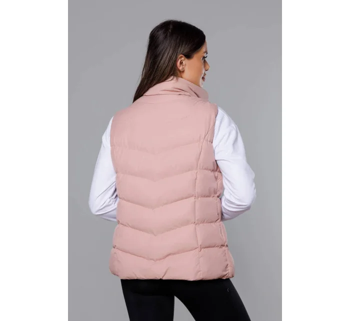 Ružová páperová dámska vesta (5M719-46)