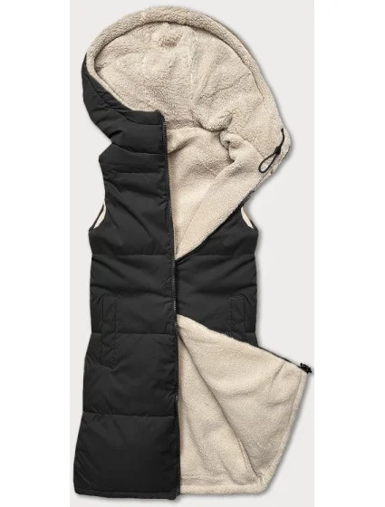 Čierna obojstranná dámska vesta z jahňacieho mäsa J Style (16M9166-392)
