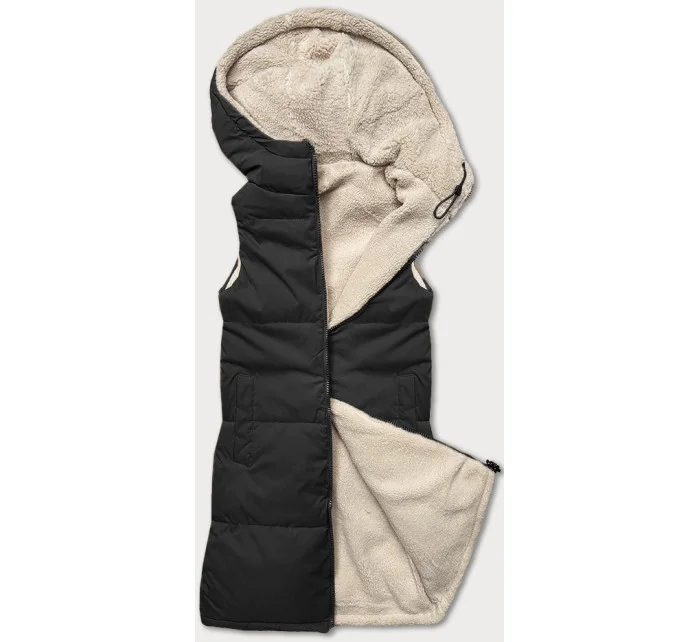 Čierna obojstranná dámska vesta z jahňacieho mäsa J Style (16M9166-392)