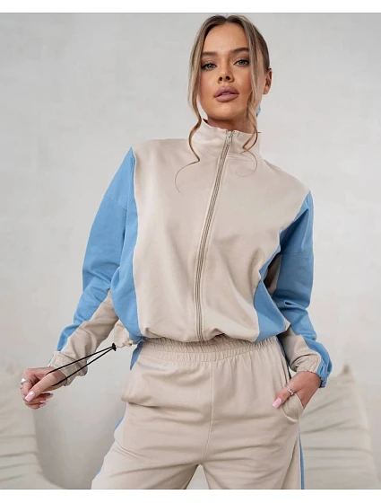 Tepláková souprava mikina na zip + široké kalhoty model 22049165 - Moon Tepláková souprava mikina na zip + široké kalhoty model 22049165 - Moon