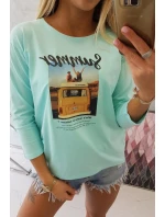 Blúzka s potlačou Letné auto mint Blúzka s potlačou Letné auto mint