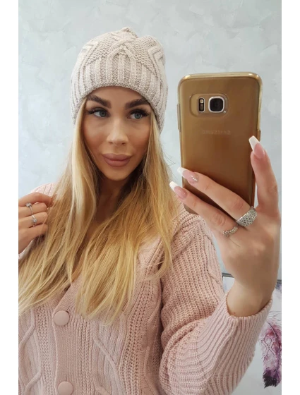 Fleecová čiapka Sylwia K244 light beige