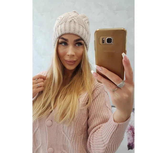 Fleecová čiapka Sylwia K244 light beige