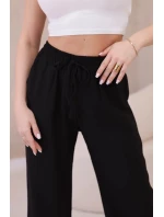 Viskózové kalhoty se širokými nohavicemi černý