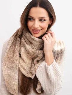 Dámsky vlnený šál mäkký a teplý vo farebných pruhoch KN19 beige