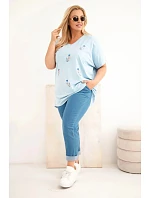 Dámská bavlněná halenka Plus Size s model 22185749 modrá - K-Fashion