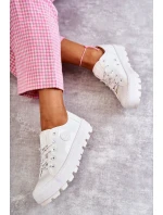 Modne Lakierowane Trampki Big Star KK274045 Białe Modne Lakierowane Trampki Big Star KK274045 Białe