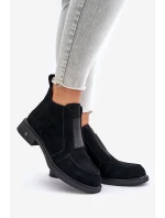 Semišové Nízké Boty Na Plochém Podpatku Zateplené D&A model 21674470 Černé - S.Barski Semišové Nízké Boty Na Plochém Podpatku Zateplené D&A model 21674470 Černé - S.Barski
