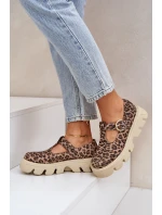 Zamszowe Półbuty Z Klamrą W Panterkę Zazoo 20183 Brązowe