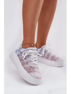 Sneakersy Damskie Na Platformie Z Szydełkową Cholewką Multikolor Mirietto