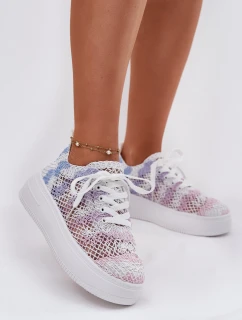 Sneakersy Damskie Na Platformie Z Szydełkową Cholewką Multikolor Mirietto