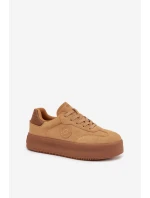 Sneakersy Damskie Na Platformie Big Star SS274762 Camel