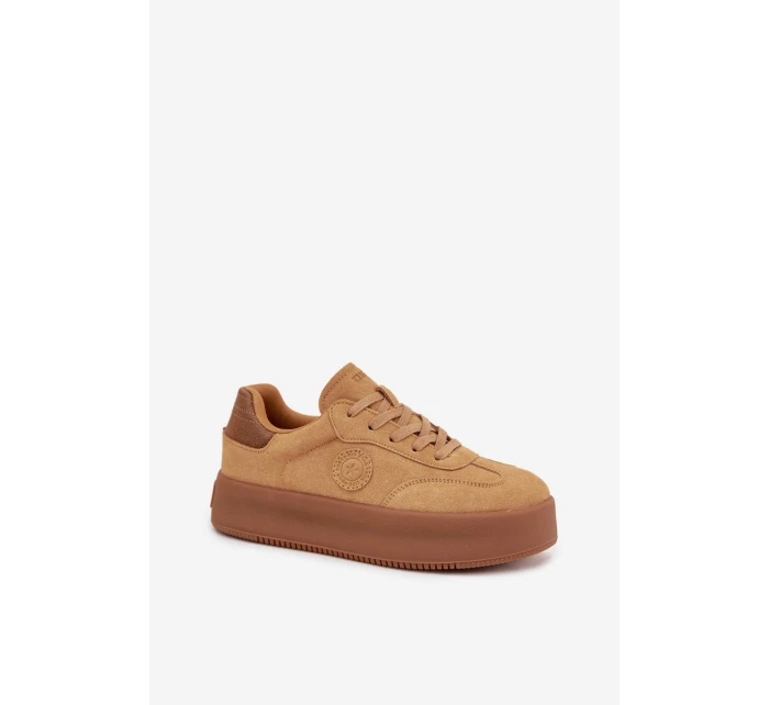 Sneakersy Damskie Na Platformie Big Star SS274762 Camel