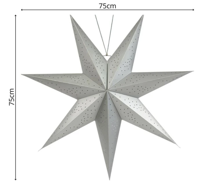 PAPIEROVÉ ZÁVESNÉ DEKORAČNÉ HVIEZDY 75 cm strieborné detské