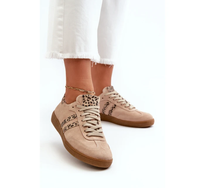 model 21665854 Semišové Nízké Dámské Tenisky Beige - Zazoo model 21665854 Semišové Nízké Dámské Tenisky Beige - Zazoo