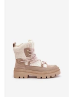 Botki Z Futerkiem Typu Baranek Beżowe Merilana Botki Z Futerkiem Typu Baranek Beżowe Merilana