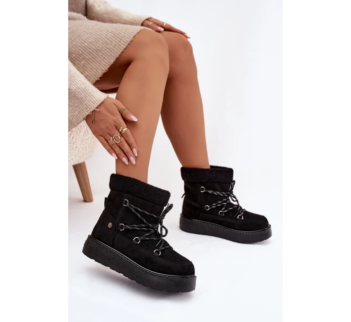 Dámské sněhule na platformě s šněrováním černé Roselya Dámské sněhule na platformě s šněrováním černé Roselya