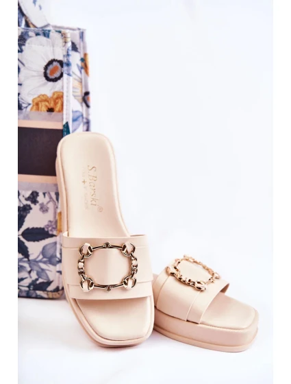 Dámské módní kožené pantofle Béžová Adaline