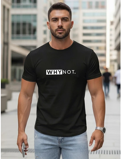 Pánske klasické streetwearové tričko s potlačou čierne FashionStreet NX5122R Pánske klasické streetwearové tričko s potlačou čierne FashionStreet NX5122R