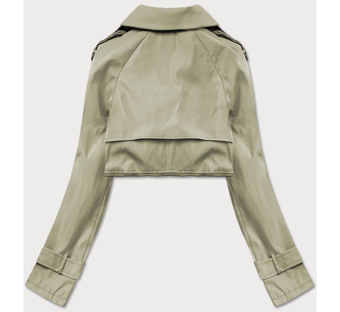Dvojradový kabát v khaki farbe s opaskom (AG3-011)