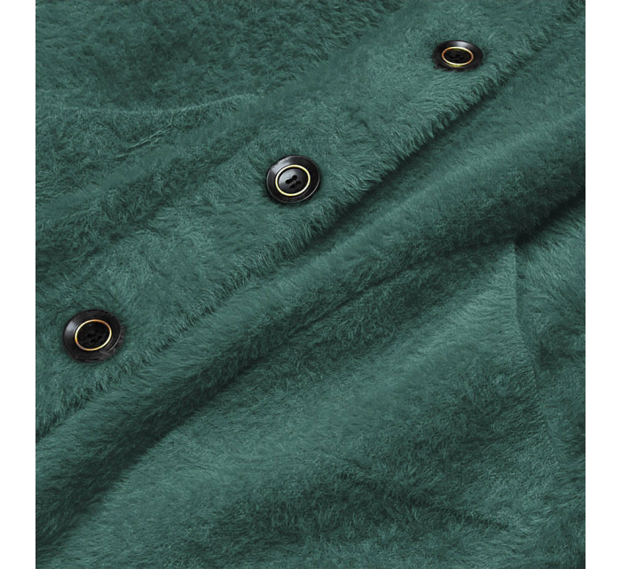 Krátky tmavo zelený prehoz cez oblečenie typu alpaka na gombíky (537)