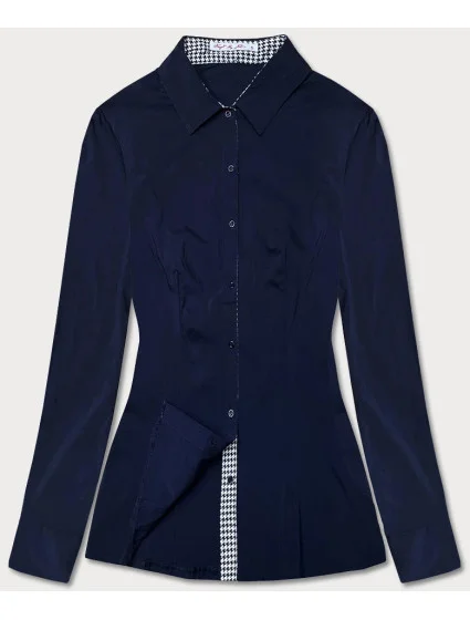 Tmavomodrá blúzka s pepitovými vsadkami (WD16113)