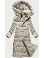 Světle béžová dlouhá dámská zimní prošívaná bunda model 21248635 - Libland