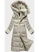 Dámska prešívaná dlhá zimná bunda Libland light beige (7767) Dámska prešívaná dlhá zimná bunda Libland light beige (7767)