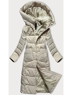 Dámska prešívaná dlhá zimná bunda Libland light beige (7767)