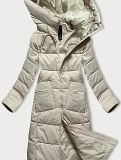 Dámska prešívaná dlhá zimná bunda Libland light beige (7767)