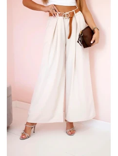 Široké kalhoty s páskem béžový