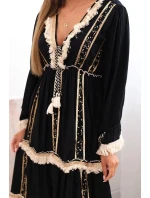 Dámske boho šaty s čipkou čierne