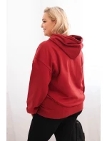 Dámská mikina s kapucí a model 21750300 Plus Size z bavlny bordová - K-Fashion