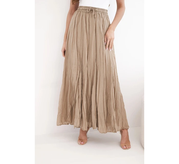 Dámska maxi bavlnená sukňa s elastickým pásom camel Dámska maxi bavlnená sukňa s elastickým pásom camel