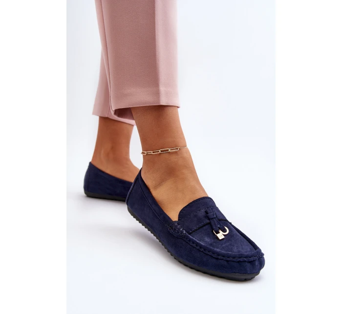 Damskie Zamszowe Klasyczne Mokasyny Granatowe Ontala Damskie Zamszowe Klasyczne Mokasyny Granatowe Ontala