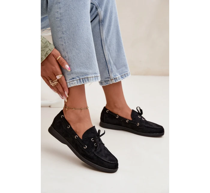 Półbuty Mokasyny Damskie Z Wiązaniem Czarne Calivra Półbuty Mokasyny Damskie Z Wiązaniem Czarne Calivra