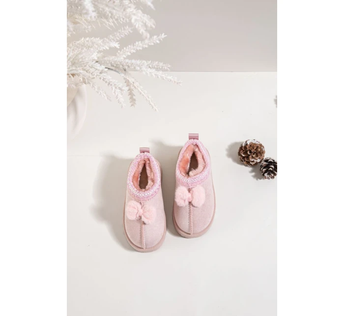 Dětské sněhule s výšivkou a mašlí Růžové model 21762666 - Boto Dětské sněhule s výšivkou a mašlí Růžové model 21762666 - Boto