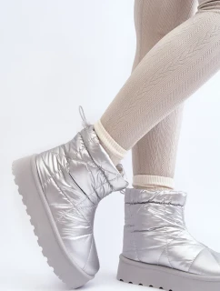 Stříbrné dámské sněhule Fionia na masivní platformě