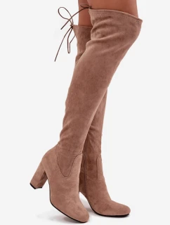 Dámske čižmy Xamarin na podpätku - béžové