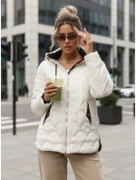 Dámska prešívaná prechodná bunda s odnímateľnou kapucňou ecru TY5624