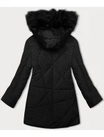 Černá dámská zimní bunda s kožešinou model 21247116 - MELYA MELODY